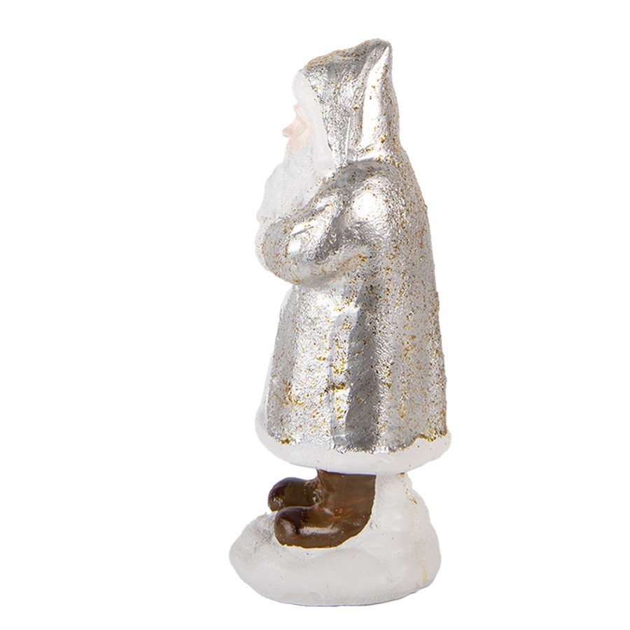 Christmas Decoration Figurine Santa Claus 7x7x16 Cm Silver Colored Plastic - 7*7*16 cm