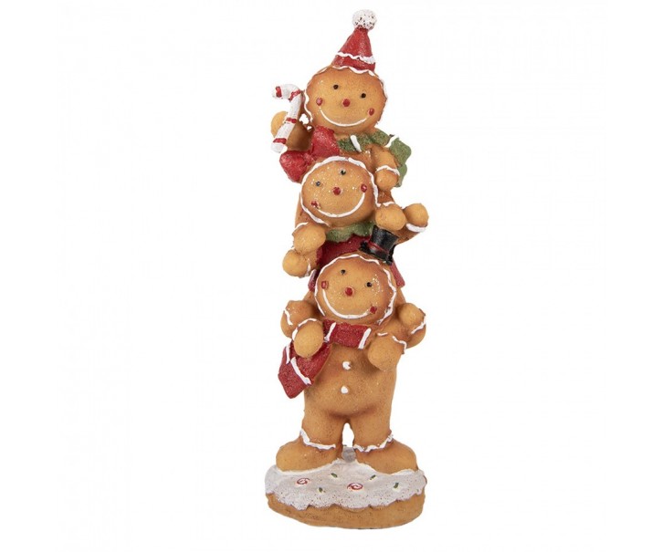 Christmas Decoration Figurine Gingerbread Man 10x8x27 Cm Brown Plastic - 10*8*27 cm Clayre & Eef