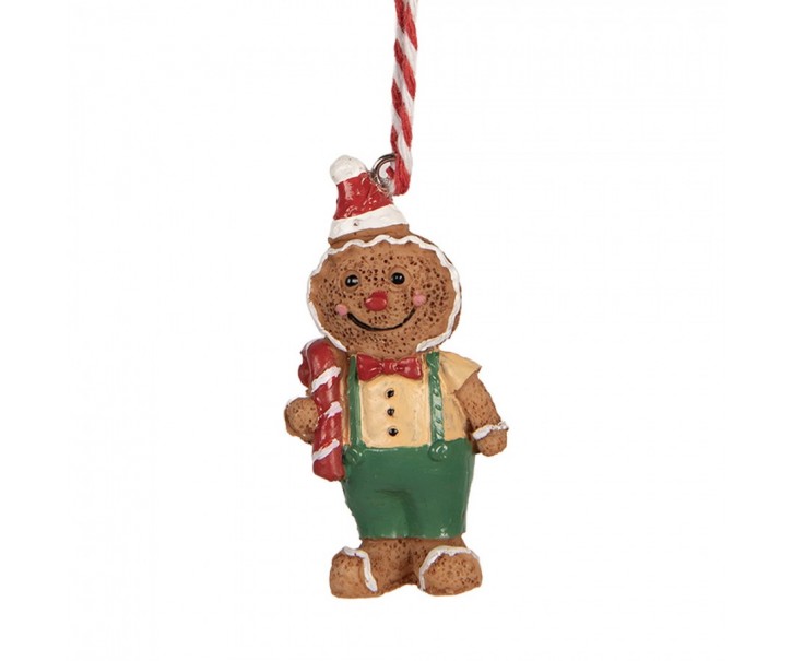 Christmas Ornament Gingerbread Man 3x1x6 Cm Brown Plastic - 3*1*6 cm Clayre & Eef