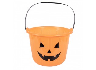 Halloween Decoration Bucket ? 19x14 Cm Orange Plastic - ? 19*14 cm