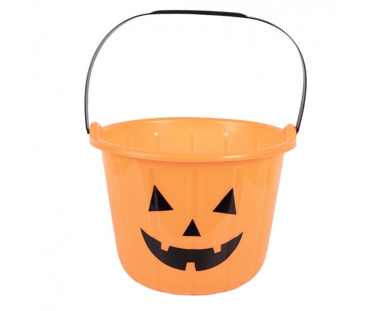 Halloween Decoration Bucket ? 19x14 Cm Orange Plastic - ? 19*14 cm Clayre & Eef