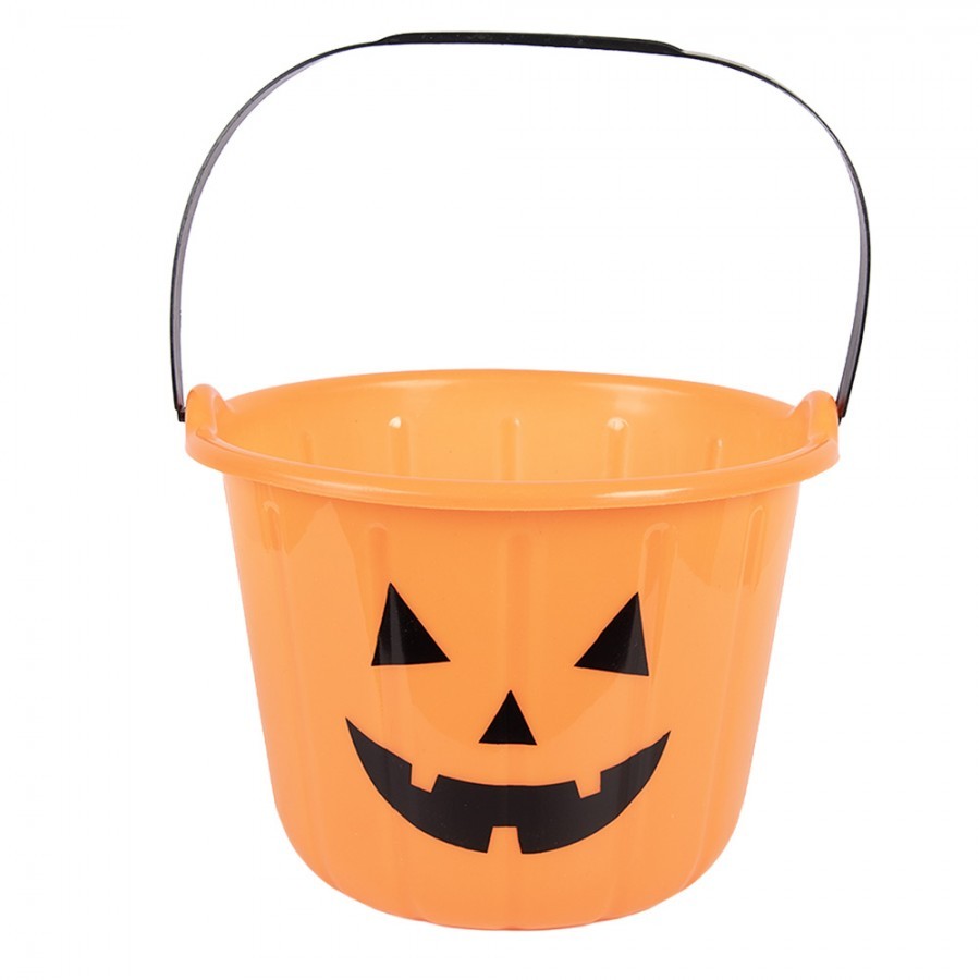 Halloween Decoration Bucket ? 19x14 Cm Orange Plastic - ? 19*14 cm