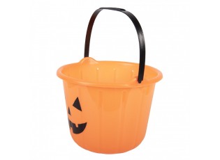 Halloween Decoration Bucket ? 19x14 Cm Orange Plastic - ? 19*14 cm
