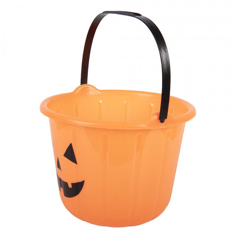 Halloween Decoration Bucket ? 19x14 Cm Orange Plastic - ? 19*14 cm