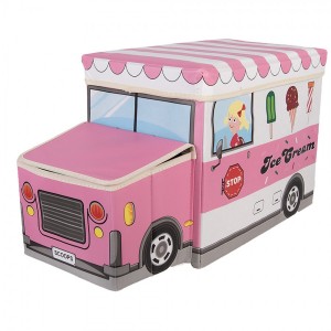 Růžová úložná krabice – zmrzlinářské auto - 55*32*28 cm