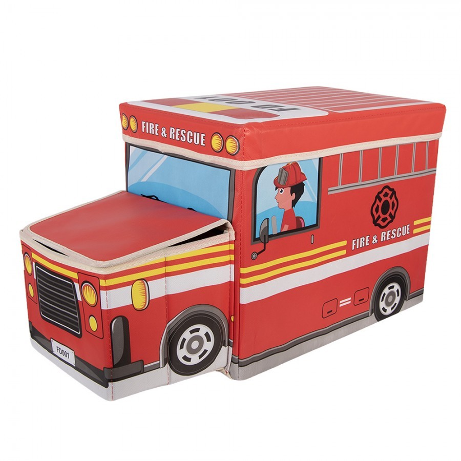 Červená úložná krabice – Hasičské auto - 55*32*28 cm