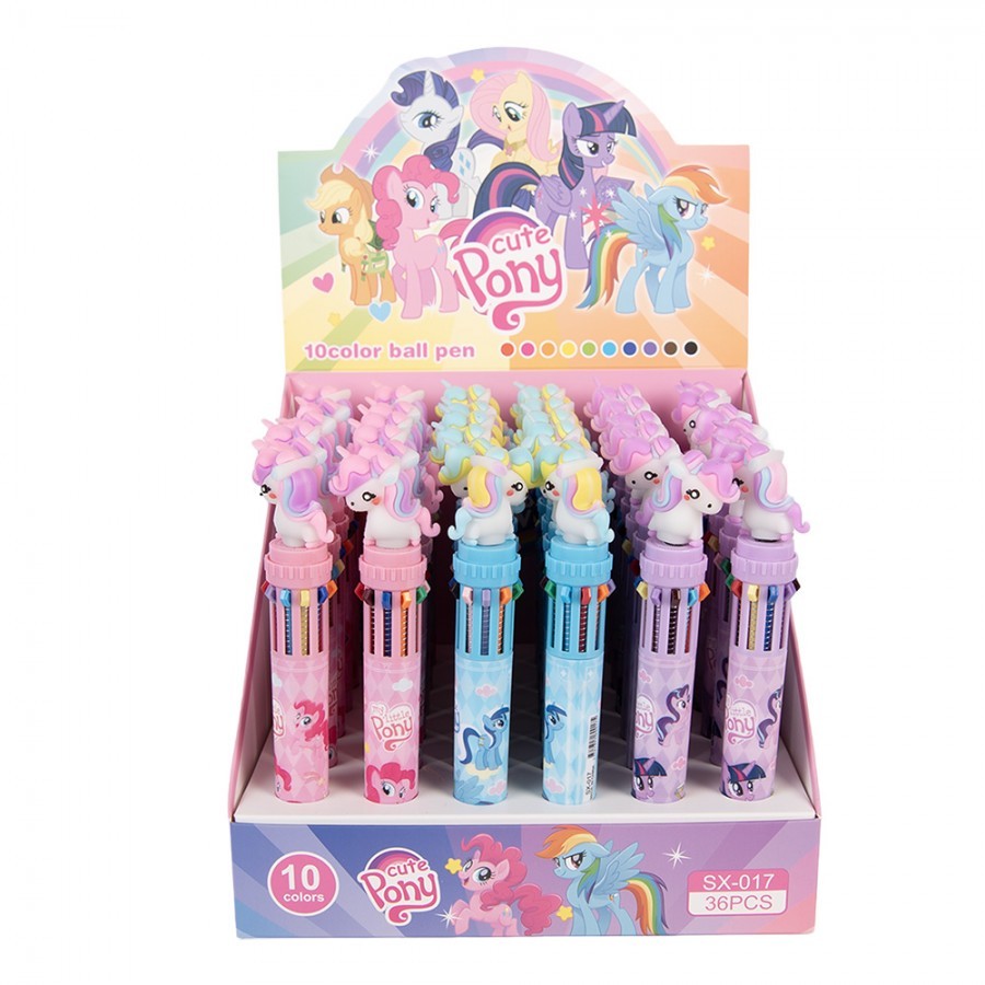 36ks barevná propiska pro děti 10 v 1 – Cute Pony - 19*18*16 cm