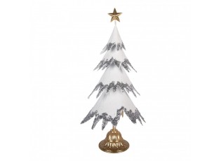 Bílý antik kovový stromek s hvězdou - 34*26*67 cm