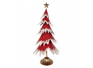 Červený antik kovový stromek s hvězdou - 39*31*84 cm