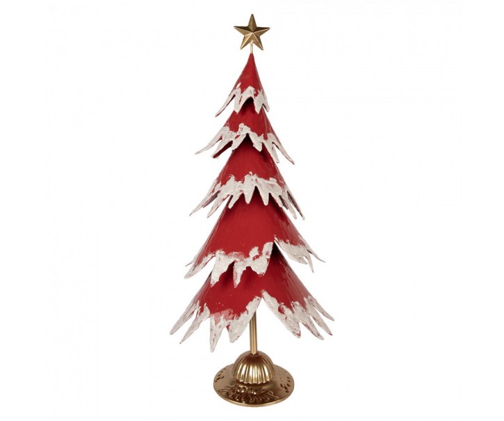 Červený antik kovový stromek s hvězdou - 39*31*84 cm Clayre & Eef