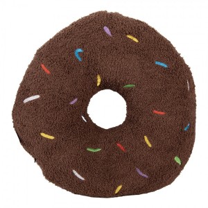 Hnědý dekorativní polštář ve tvaru Donutu - Ø 35*6 cm
