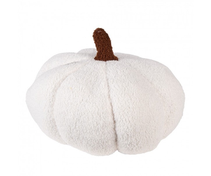 Bílá textilní dekorace dýně Pillo Pumpkin S - Ø 20*14 cm Clayre & Eef