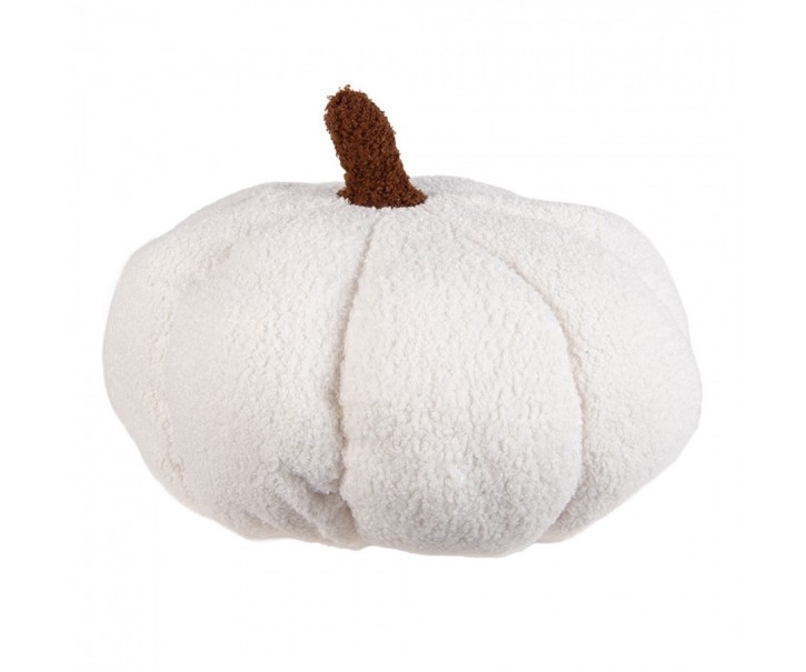Bílá textilní dekorace dýně Pillo Pumpkin M - Ø 30*18 cm Clayre & Eef