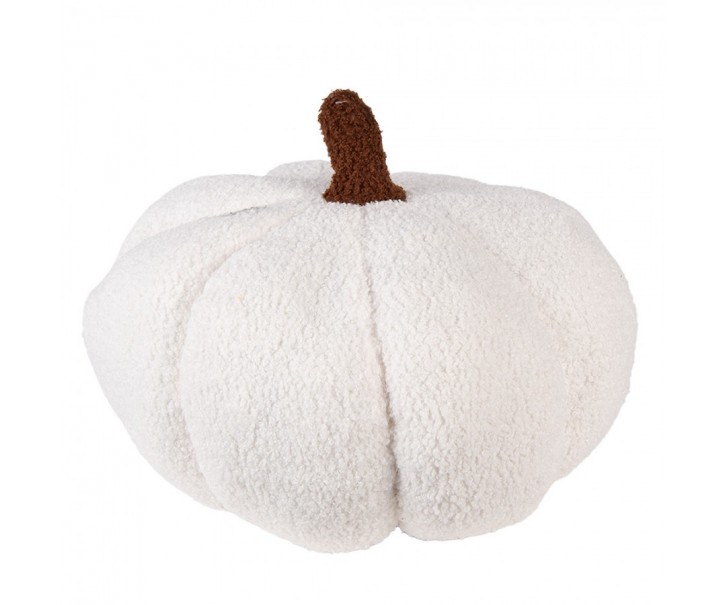 Bílá textilní dekorace dýně Pillo Pumpkin L - Ø 35*22 cm Clayre & Eef
