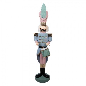 Kovová dekorace Louskáček Nutcracker s bubínkem - 32*25*122 cm