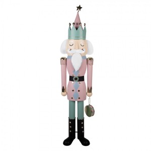 Kovová dekorace Louskáček Nutcracker v růžovo-zeleném - 41*34*174 cm