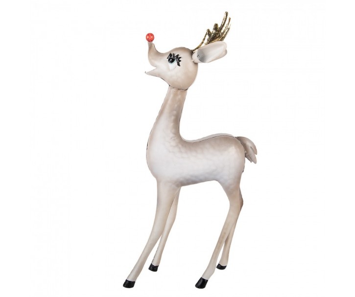 Christmas Decoration With LED Lighting Deer 28x10x55 Cm / 2xAAA Beige Metal - LED 28*10*55 cm / 2*AAA Clayre & Eef