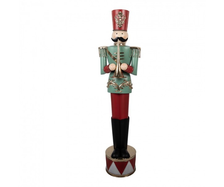 Kovová dekorace Louskáček Nutcracker s trubkou - 33*27*121 cm Clayre & Eef