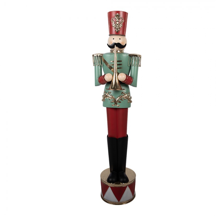 Kovová dekorace Louskáček Nutcracker s trubkou - 33*27*121 cm