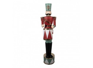 Kovová dekorace Louskáček Nutcracker s bubínkem - 33*33*121 cm