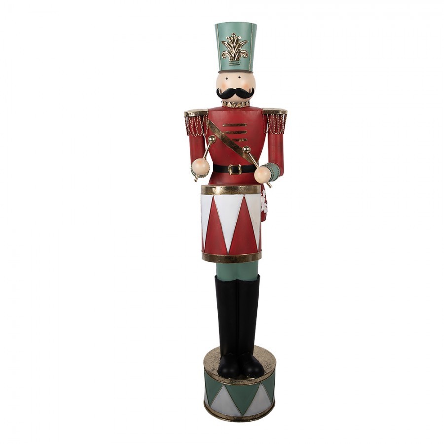 Kovová dekorace Louskáček Nutcracker s bubínkem - 33*33*121 cm