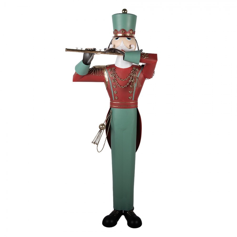 Kovová dekorace Louskáček Nutcracker s flétnou v životní velikosti - 70*48*163 cm