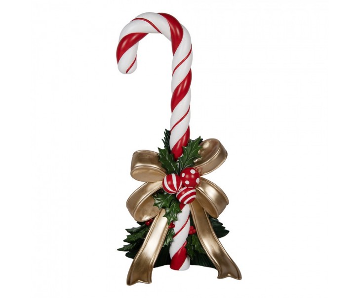 Christmas Decoration Figurine Candy Cane 44x36x91 Cm Red Plastic - 44*36*91 cm Clayre & Eef