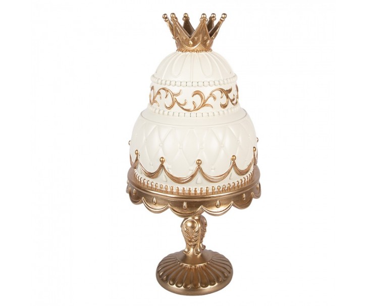 Béžovo-zlatá antik dekorace dort s kounkou - Ø 19*38 cm Clayre & Eef