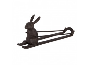 Bottle Holder Rabbit 33x7x13 Cm Brown Metal - 33*7*13 cm