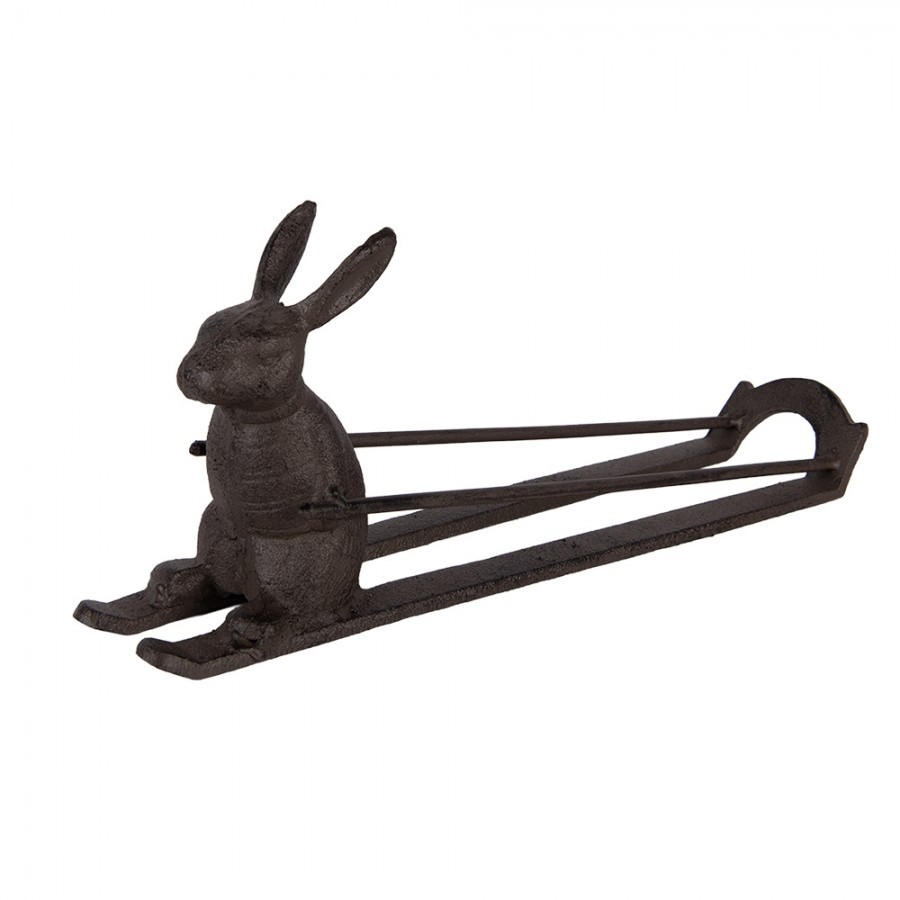 Bottle Holder Rabbit 33x7x13 Cm Brown Metal - 33*7*13 cm
