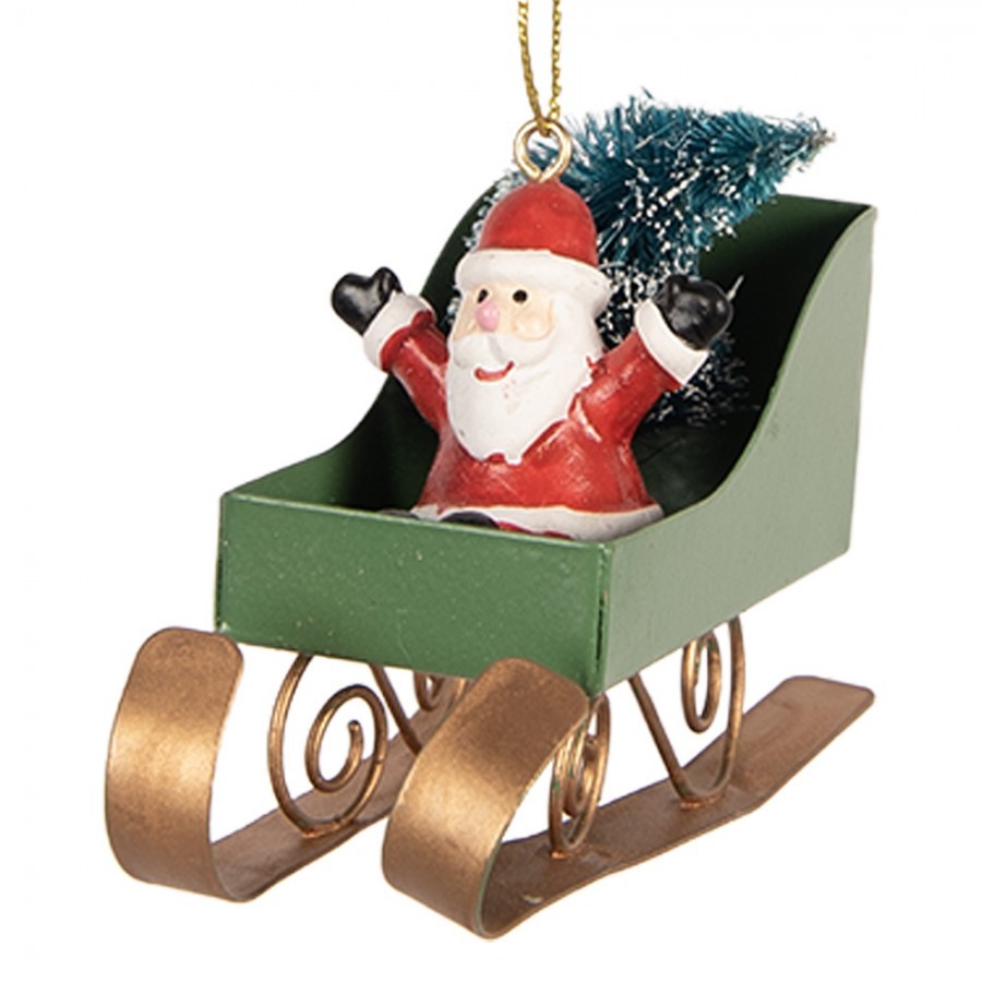 Christmas Ornament Sled 10x3x8 Cm Green Plastic - 10*3*8 cm