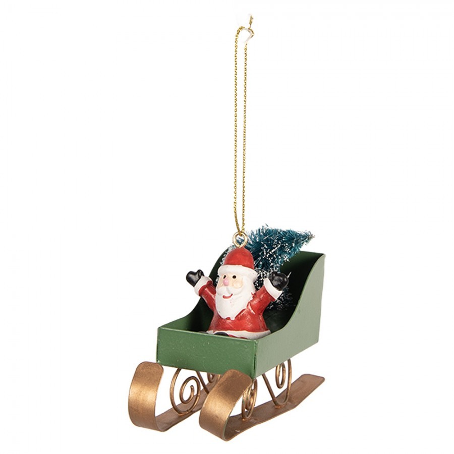 Christmas Ornament Sled 10x3x8 Cm Green Plastic - 10*3*8 cm Clayre & Eef Christmas Ornament Sled 10x3x8 Cm Green Plastic - 10*3*8 cm Clayre & Eef