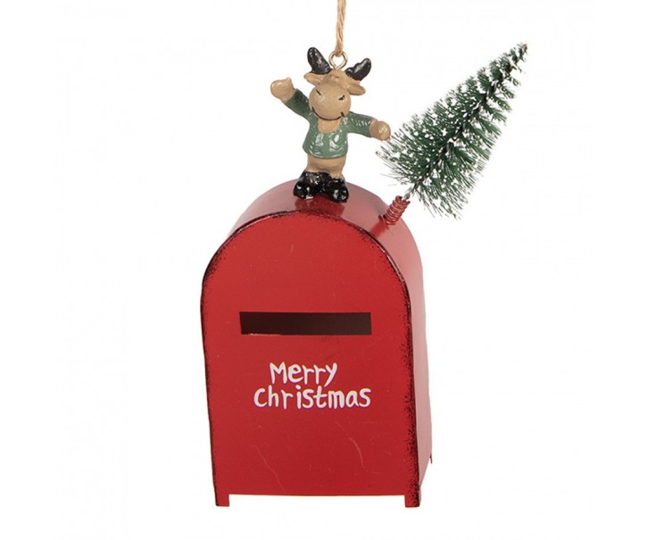 Christmas Ornament Mailbox 6x3x14 Cm Red Plastic - 6*3*14 cm Clayre & Eef