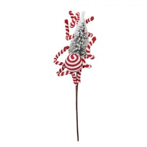 Vánoční dekorace zápich cukrové tyčky a zasněžený stromek - 11*8*35 cm