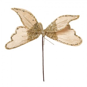Vánoční dekorace zápich zlatý motýl - 11*5*36 cm