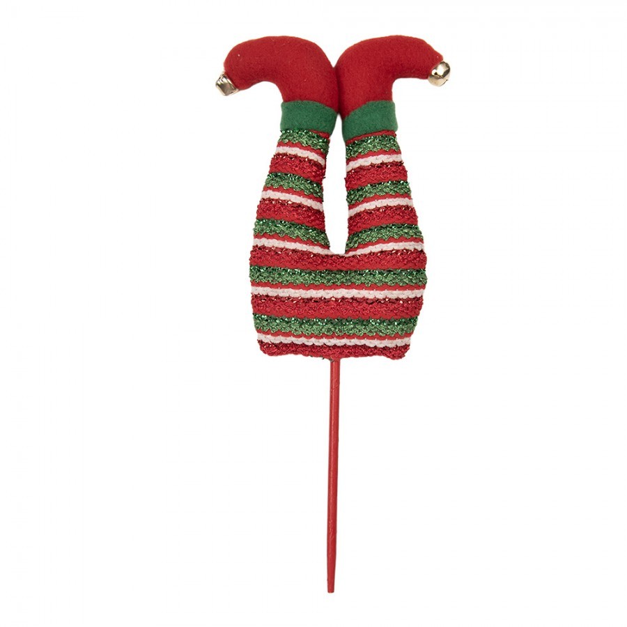 Červený vánoční zápich nohy skřítek Elf - 13*5*33 cm