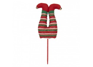 Červený vánoční zápich nohy skřítek Elf - 13*5*33 cm