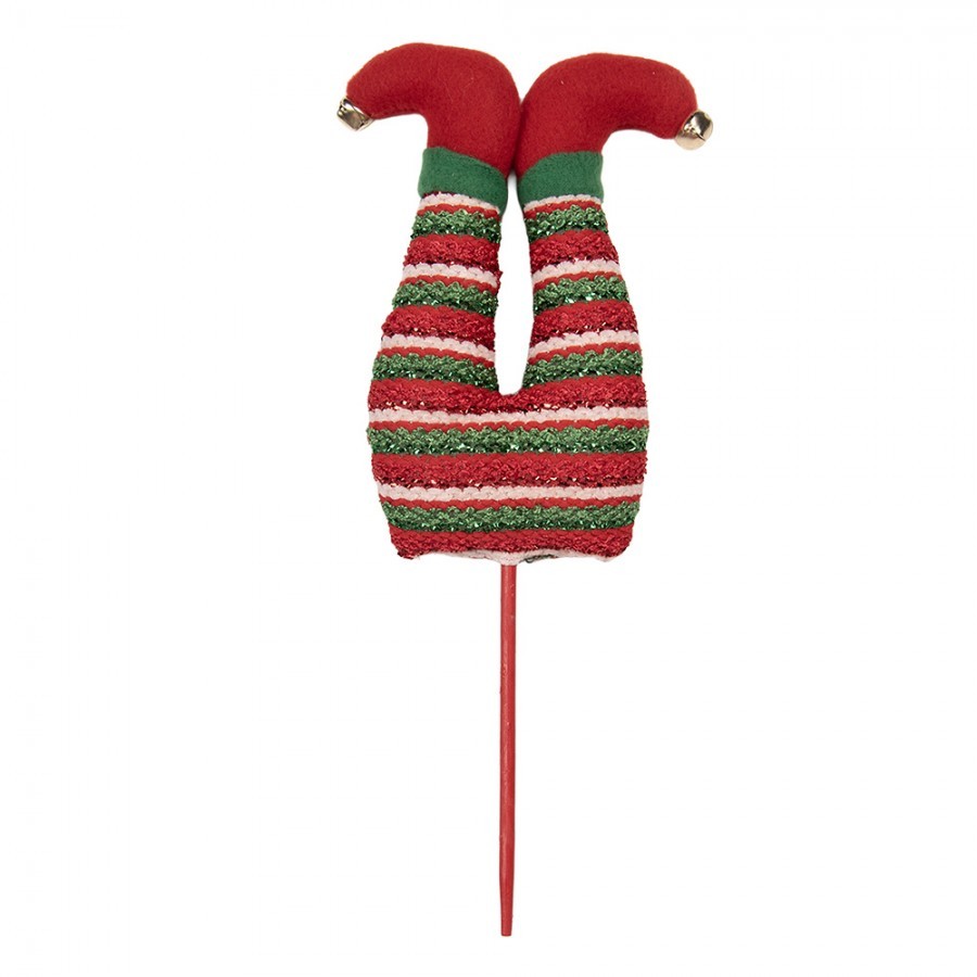 Červený vánoční zápich nohy skřítek Elf - 13*5*33 cm