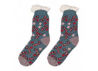 Christmas Socks One Size Blue Synthetic - One size