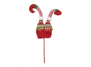 Červený vianočný zápich nohy škriatok Elf - 14*5*48 cm
