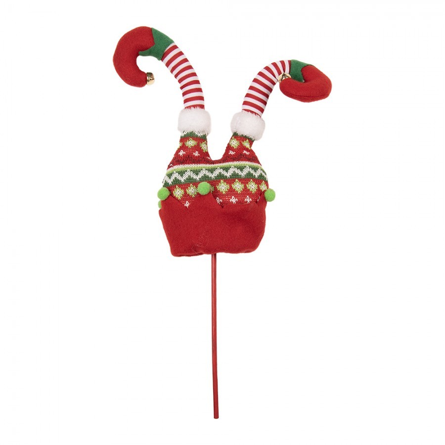 Červený vánoční zápich nohy skřítek Elf - 14*5*48 cm