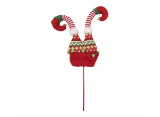 Červený vianočný zápich nohy škriatok Elf - 14*5*48 cm