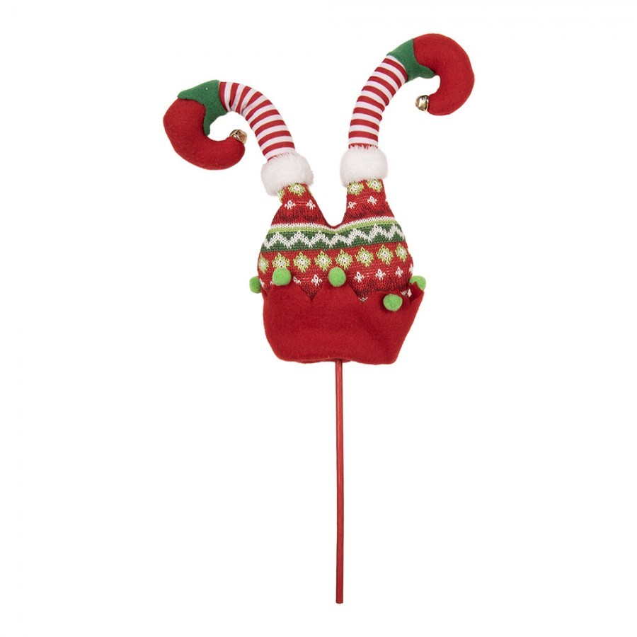 Červený vánoční zápich nohy skřítek Elf - 14*5*48 cm