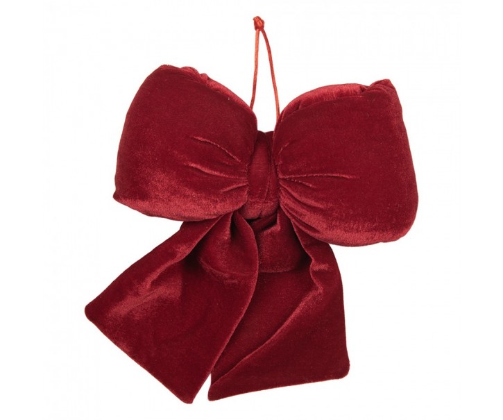Červená dekorační závěsná mašle Bow M - 18*10*20 cm Clayre & Eef