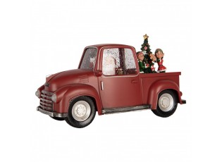 Kouzelné červené auto Santa se třpytkami a hrací skříňkou Led - 28*12*15 cm / 3*AA/ USB