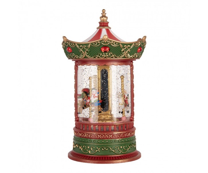 Kouzelný vánoční kolotoč se sněžítkem a hrací skříňkou - Ø 15*25 cm / 3*AA / USB Clayre & Eef