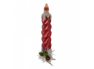 Christmas Ornament Candlestick 3x3x16 Cm Red Glass - 3*3*16 cm
