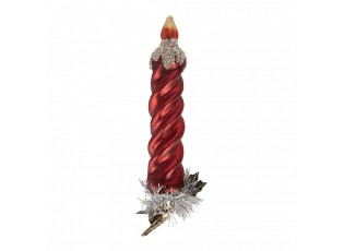 Christmas Ornament Candlestick 3x3x16 Cm Red Glass - 3*3*16 cm