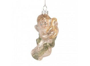 Christmas Ornament Angel 5x3x10 Cm Silver Colored Glass - 5*3*10 cm