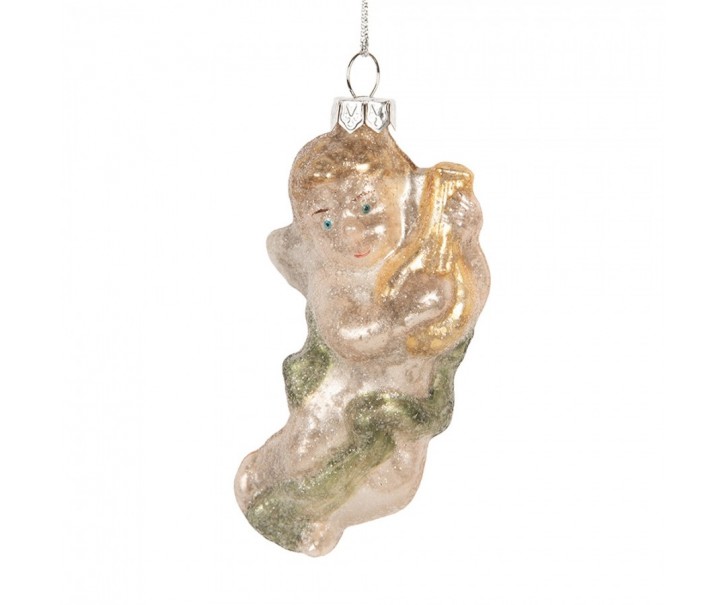 Christmas Ornament Angel 5x3x10 Cm Silver Colored Glass - 5*3*10 cm Clayre & Eef
